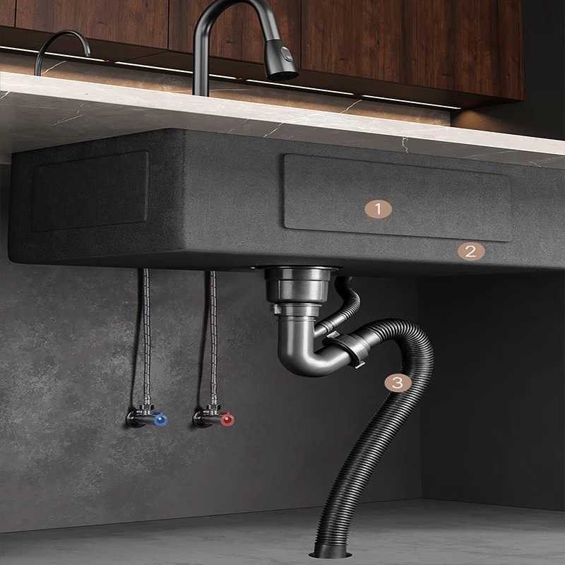 3 Holes 304 Stainless Steel Topmount Kitchen Sink Single Bowl Dark Black-Gray Wash Basin For Home Fixture Drain Accessories