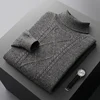 Men's Autumn Winter High Neck Sweater Pure Woolen Sweater Knitted Pullover Long Sleeve Thickened Loose Business Casual Top  2023 4