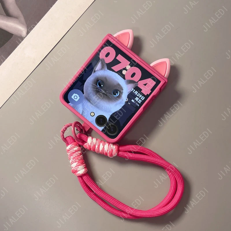 Cute Cat Ears Hinge Phone case For Samsung Galaxy Z Flip 7 thumbnail 11