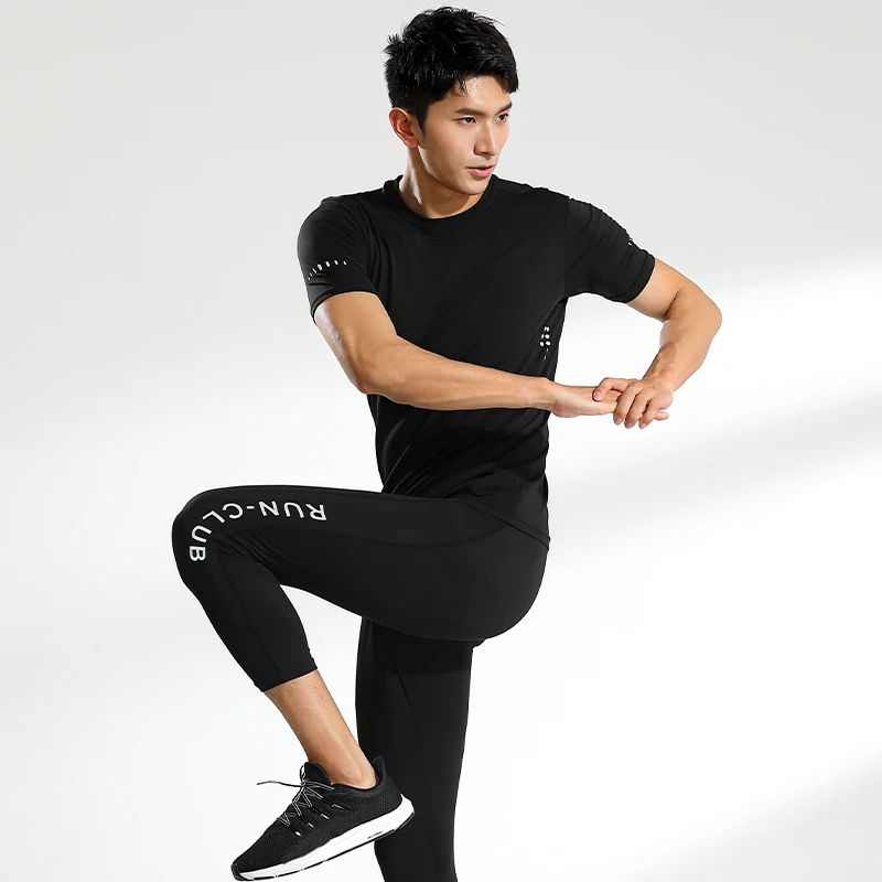 Men's Sports 3/4 Pants Gym Running Leggings Male Jogging Elastic Compressions Casual Sweatpants Football Basketball Trousers 231