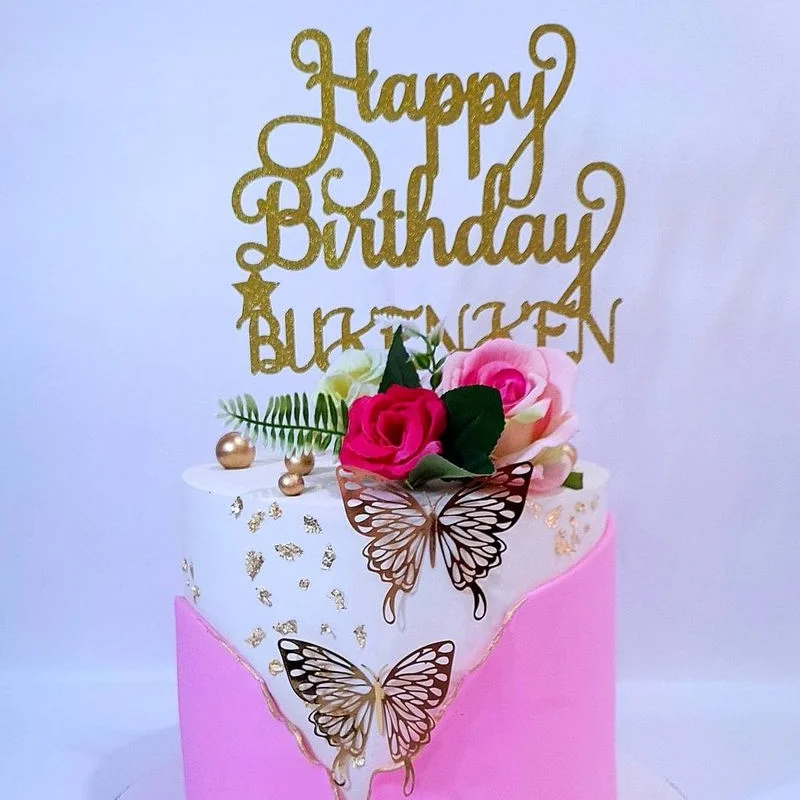 12Pcs Metal Texture Gold Artificial Butterfly Cake Topper Cake Decoration Simulation Butterflies Wedding Crafts Party Decoration