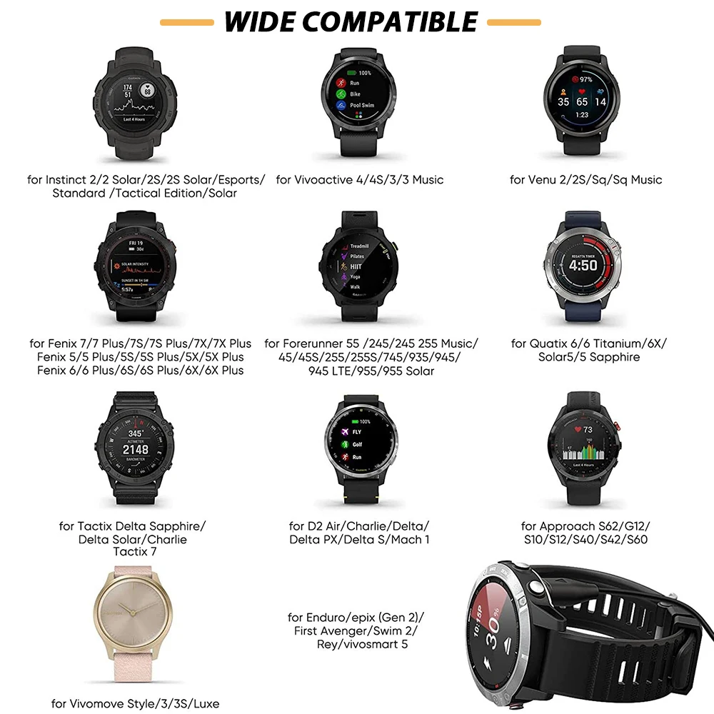1M/3.3FT USB  Garmin Fenix 7 7S 7X 6 6S 6X 5 5X 5S ÷ Vivoactive 3 Forerunner 945 935 245 255  