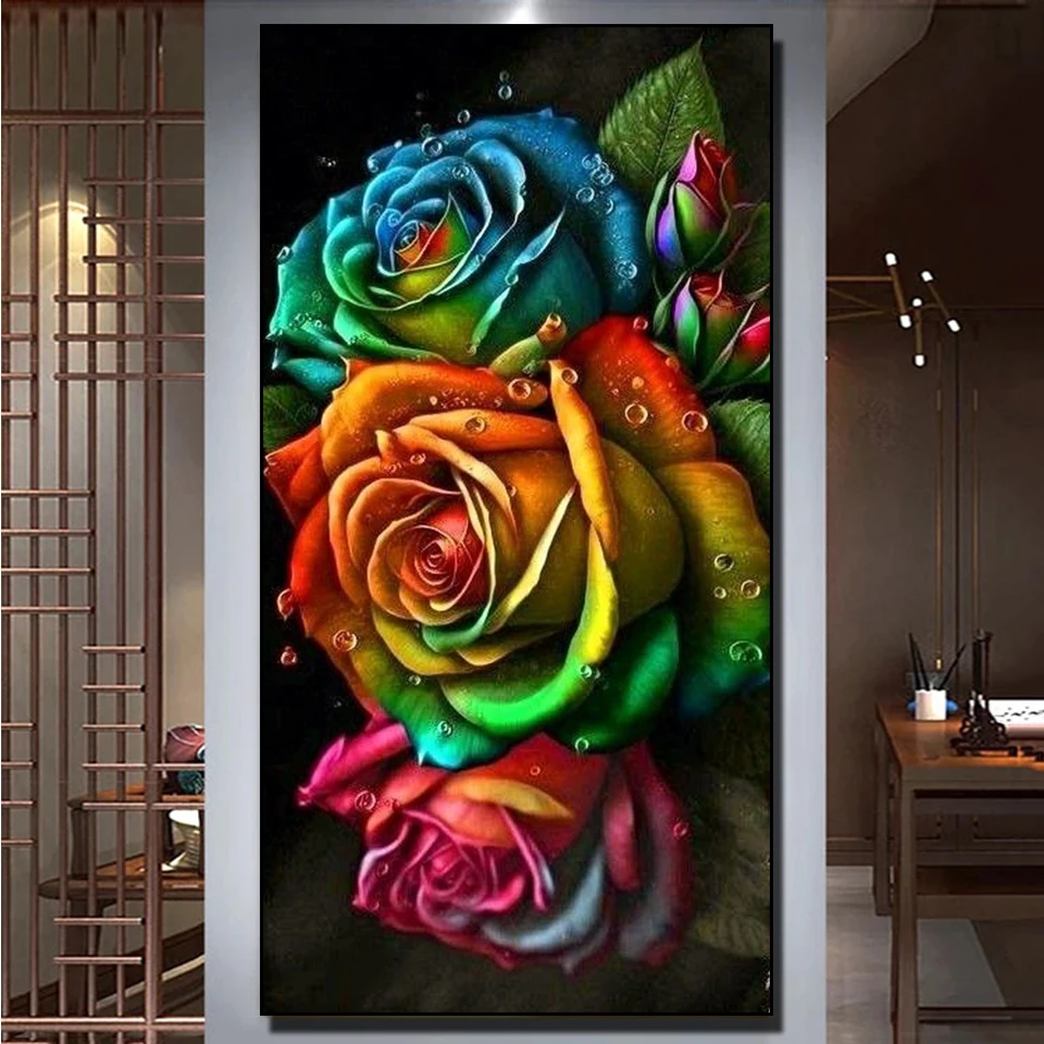 Large Fantasy Lily Diamond Painting New Black Rose 5D Diy Diamond Art Embroidery Full Drill Mosaic Kit Home Decor diamond painting,diamond art painting kit,diamond painting set