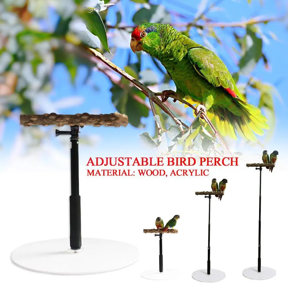 

Adjustable Bird Perch Bird Training Rotary Perching T-frame Frame Supplies Pet Parrot Bird Accessories Wooden Bird Stand Bi U5y2