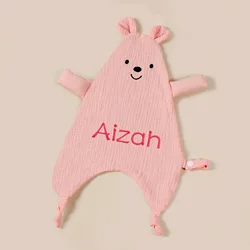 Name Personalized Bear Baby Cotton Comforter Blanket Newborn Sleeping Dolls Sleep Toy Soothe Appease Towel Bibs Saliva Towel