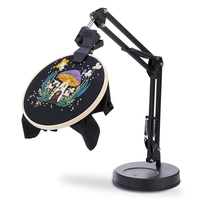 A82X-Embroidery Hoop Stand, Adjustable Embroidery Hoop Stand, Foldable Metal Embroidery 360 Degree Rotation