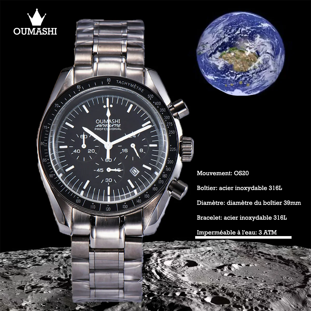

OUMASHI watch for men proof stainless steel quartz watch Timekeeping watch Use OS20 nh35 movement.
