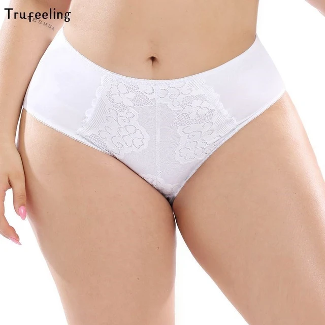 Beauwear 7XL plus size underwear for women floral lace panties sexy solid  color briefs ultra thin soft comfort underpants - AliExpress