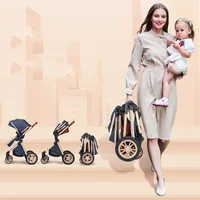 Poussette de bébé de luxe 3 en 1, chariot pour bébé de paysage haut, peut s'asseoir et s'allonger, poussette Portable, berceau pour bébé, porte-bébé 4