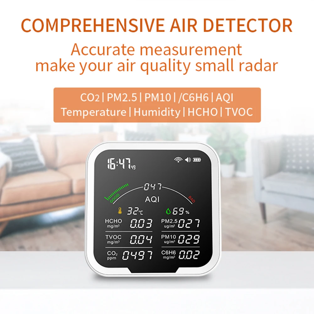Monitor Qualità Aria 5 in 1 Schermo a Colori LCD CO2 TVOC HCHO Temperatura Umidità Multifunzionale Aria – acquista a prezzi convenienti sul marketplace