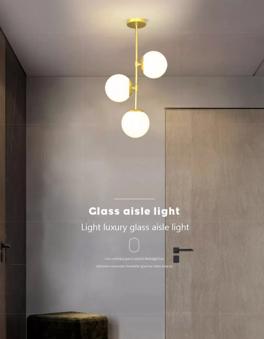 Description Picture 2 of itemNordic Multi Head Glass Ceiling Light For Cloakroom Balcony Corridor Aisle Light Entryway Light Living Room Home Decor Luminaire