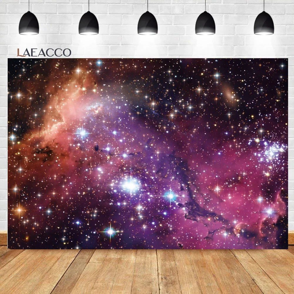 Laeacco Baby Birthday Photozone Universe Space Planets Glitters Earth Little Astronaut Newborn Backdrops Photography Backgrounds