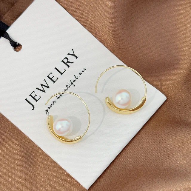 86957-e5779b.jpg Boucles d'oreilles françaises avec perles artificielles circulaires simples, Niche, Style haut de gamme, boucles d'oreilles polyvalentes