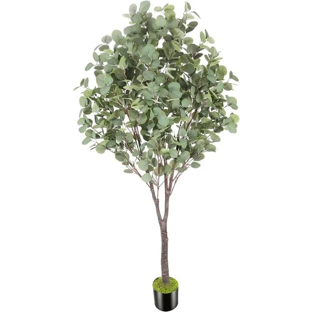 

6ft Artificial Eucalyptus Tree (72in) With Plastic Nursery Pot Faux Tree Artificial Plants for Home Decor Flower Decoration Fake