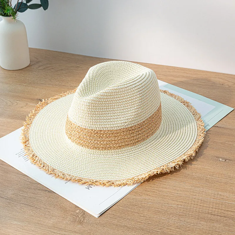 M logo stroh hut sonne hut gradienten farbe drei-schicht der männer und frauen strand hut кепка мужская fedora hut Panama tourismus – Detail 11