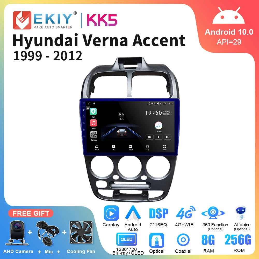 Ekiy KK5 Dsp Android 10 Auto Radio Voor Hyundai Verna Accent 1999-2012 Multimedia Video Player Auto Navigatie Stereo gps 2din Dvd