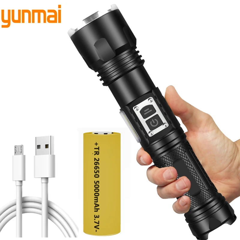 

Фонарь светодиодный водонепроницаемый из алюминиевого сплава с зарядкой от USB, 26650 лм