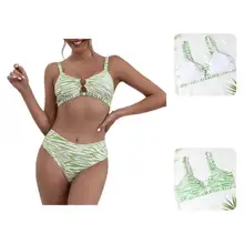 

Chic Bathing Suit Hollow Out Stripe Sleeveless Swimwear Set Swimwear Set Women Swimsuit 2 Pcs/Set