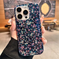 Charming Vintage Dark Green Floral Glitter Phone Case with Colorful Blooms - iPhone 15 (1)