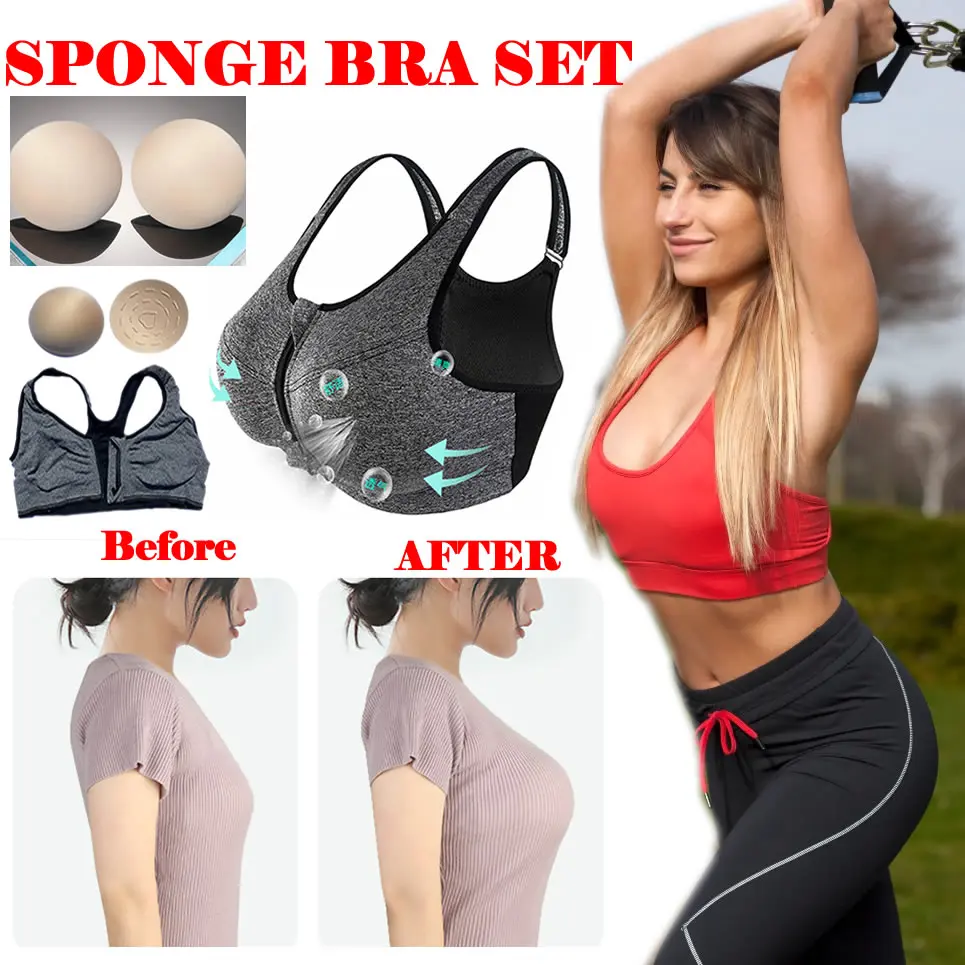 BIMEI sponge pad SPORTS BRA SET see-through Bra set fake breast