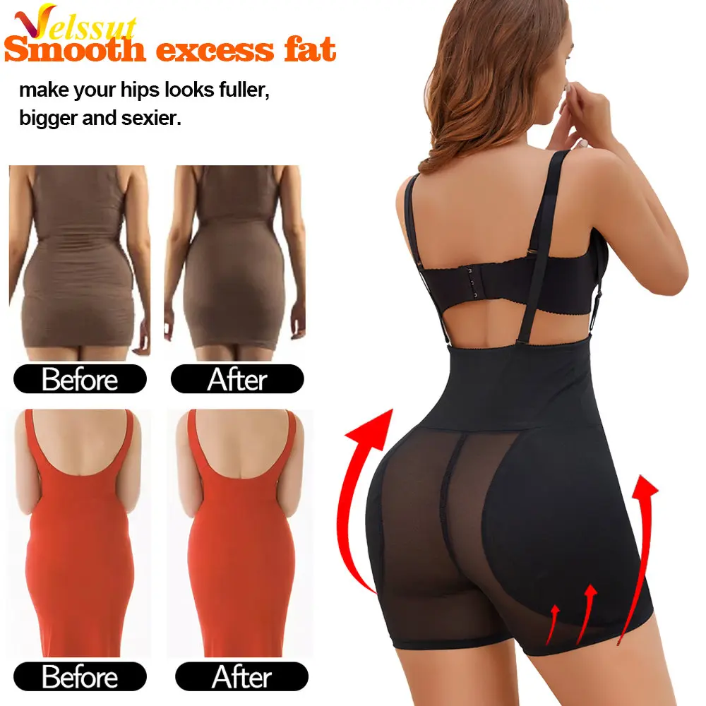 Velssut Shapewear Bodysuit Women Tummy Control Panties Slimming Belly Push Up Underwear Butt Lifter Shapewear with Pads