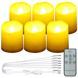 Rechargeable Flameless Flickering LED Tea Lights with Remote Control & Timer - Set of 6 (12pcs with RC)