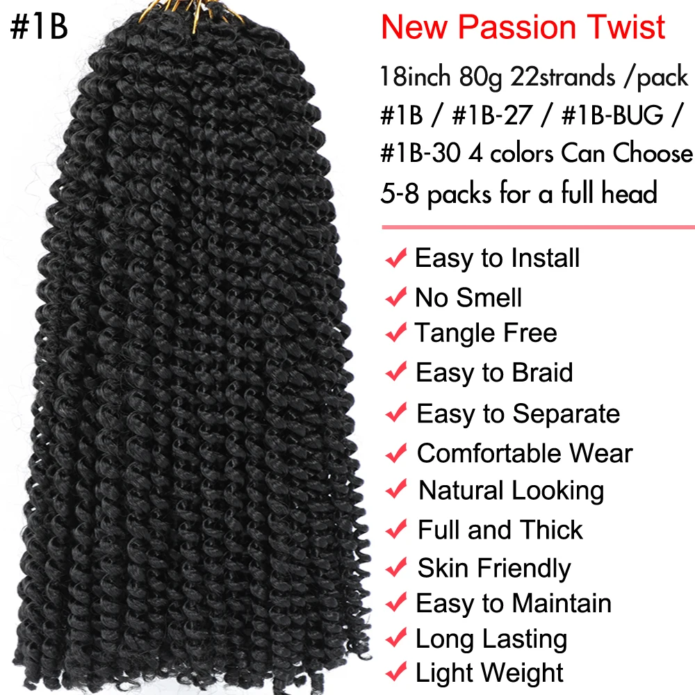18 Inch Passion Twist Hair Boho Style Spring Twist Crochet Braids Hair Extensions Water Wave Hair for Black Women Locks cheveux 2