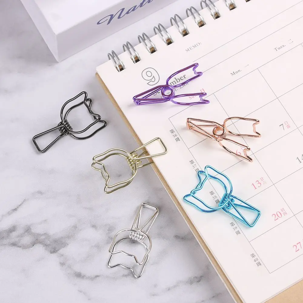 

6 Pcs/Set Retro Metal Fish Clip Color Metal Clips Hand Book Small Book Folder Creative Stationery Office Clip Small Fish Clip