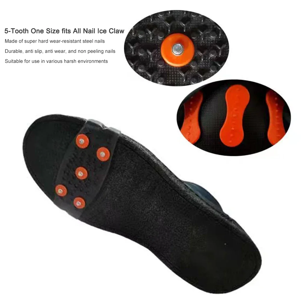 TPE Plastic Manganese Steel Snow Ice Claw Crampon Cleats for Hiking Boots
