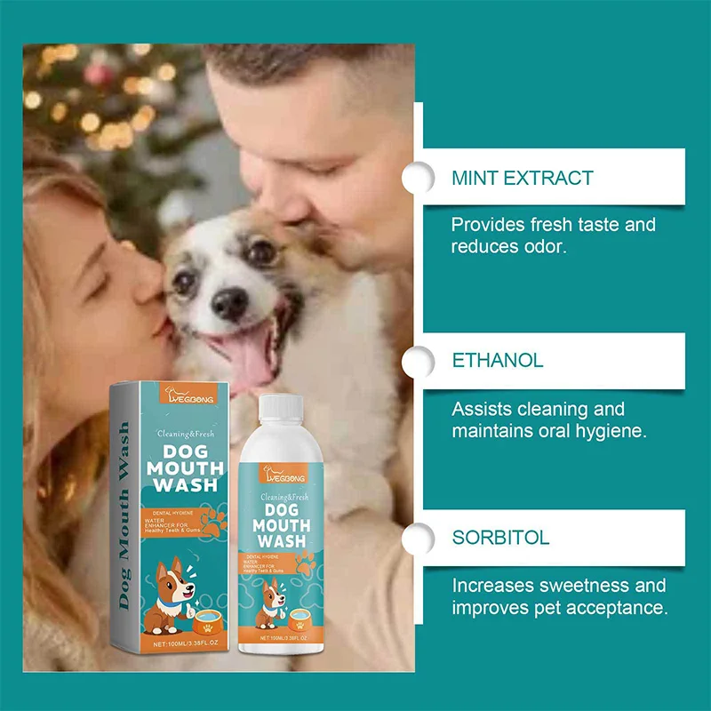 Pet Teeth Cleaning Pet Oral Cleaning Liquid Dental Stain Remover 100ml Teeth Freshener Natural Dental Mouth Wash
