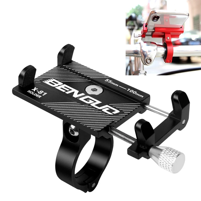 

Motorcycle Handlebar Aluminum Alloy Phone Bracket(Black)