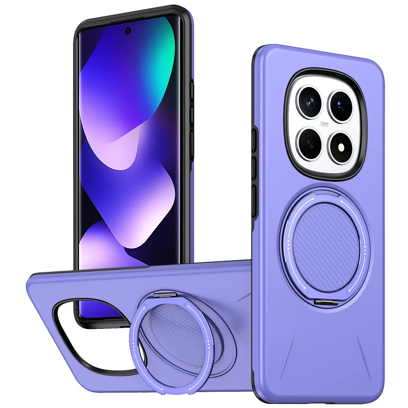 ELVEV Magnetic Shockproof Case with Rotating Ring Bracket - Hard PC + Soft TPU