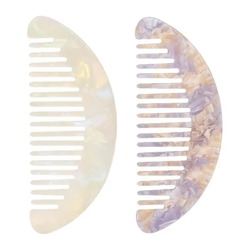 

Гребень для волос с большими зубьями, ацетатный мини-гребень U-образной формы с широкими зубьями, антистатический дорожный кошелек, расческа для распутывания волос
