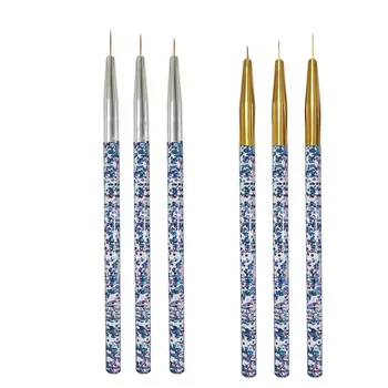 3 Pennelli per Nail Art, Pennelli per Linee Francesi in Acrilico, Pennello per Disegno Fai-da-Te, Pennelli per Gel UV, Strumento per Manicure da Salone