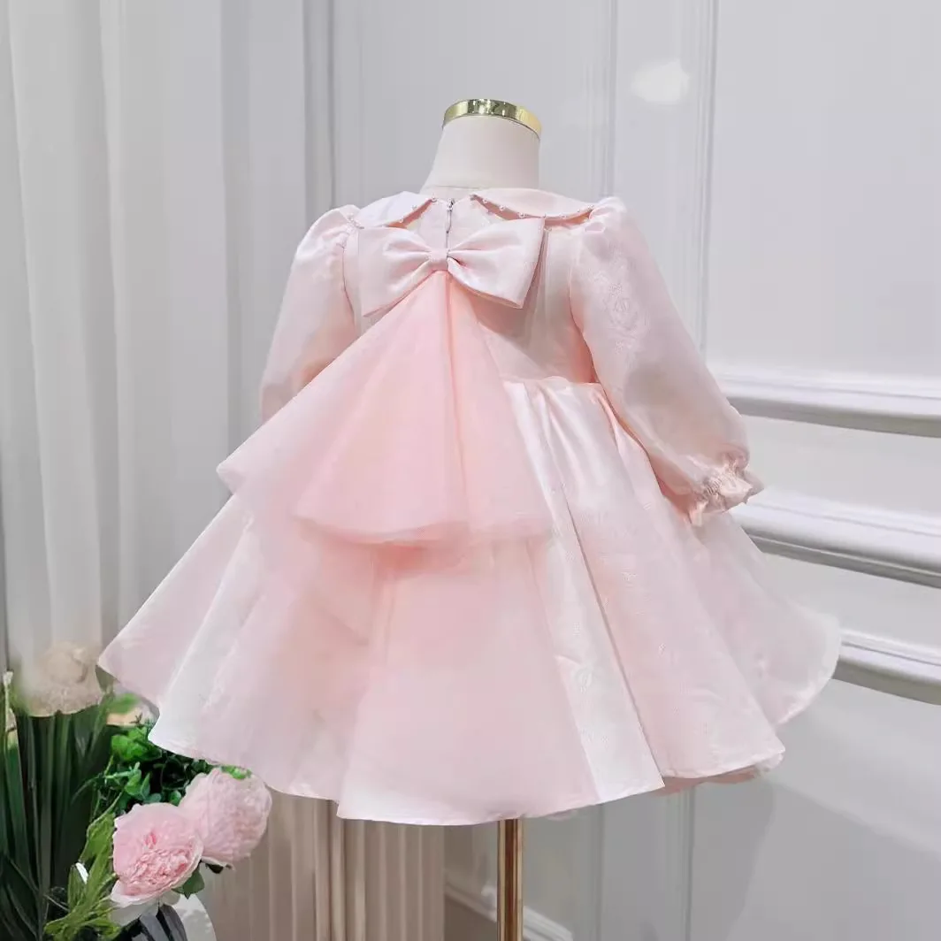 

2024 Baby Kids Birthday Fantasy Dress Butterfly leaky back Baptism Gown Infant Girls Party wedding Flower Girls Dresses Vestidos