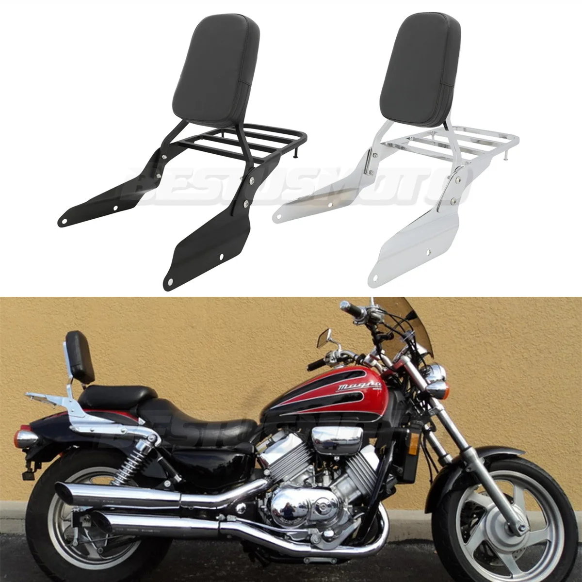 

Motorcycle Rear Passenger Backrest Sissy Bar Luggage Rack For Honda Magna VF 250 VF250 1995-2007 VF 750 VF750 1994-2003