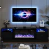 Fireplace TV Stand with 36" Electric Fireplace, LED Light Entertainment Center, Modern Wood Texture Entertainment Stand 1