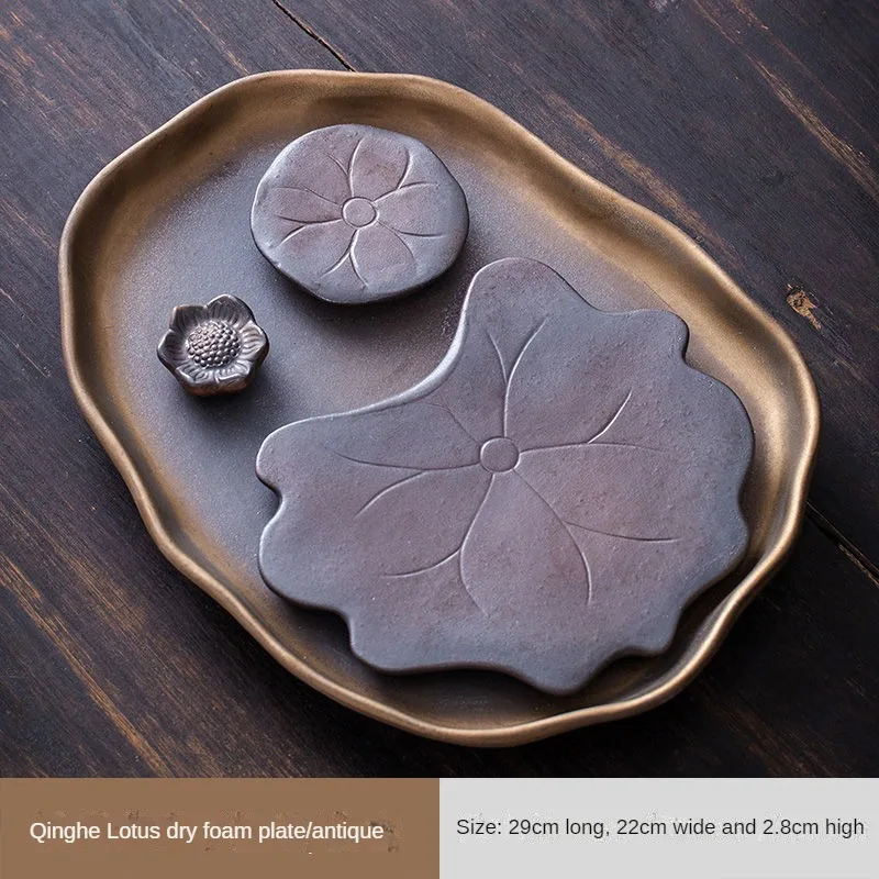 thumbnail image 1 of Bandeja de cerámica para té, mesa de té para uso doméstico, mesa de té pequeña para oficina, bandeja de té, mesa de té sencilla, bandeja para pistola seca tipo almacenamiento de agua, 1 of 5