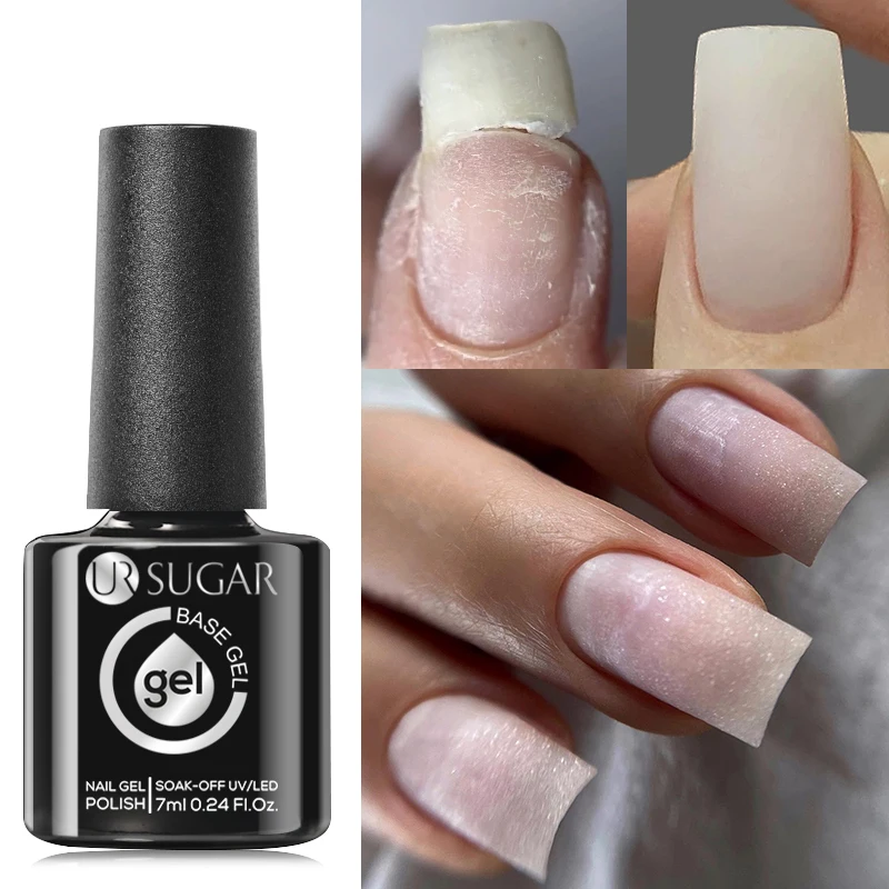 Nail Gel Polish 7ML Fiber Rubber Base Gel for Broken Nail Repaired Fiberglass Clear Quick Building UV Construction Gel Soak Off Varnish UR SUGAR