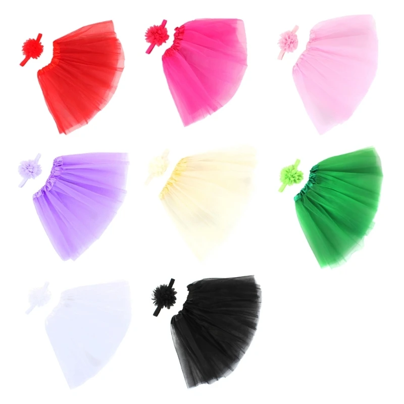 

Newborn Hairband & Tulle Tutu Skirt Baby Photo Shooting Set Photo Props Infant Headband Dress Costume for Boys Girls N1HB