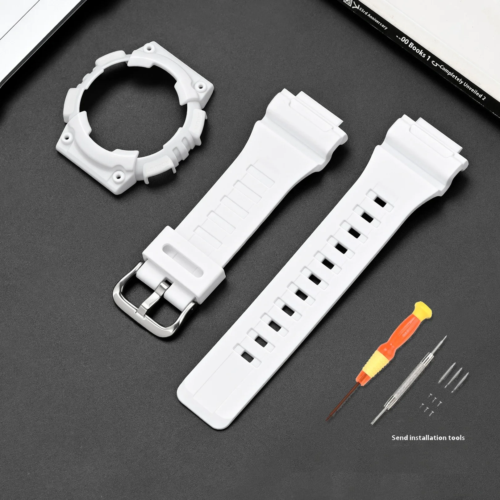 Durable Rubber Resin Sports Watch Band with Protective Shell