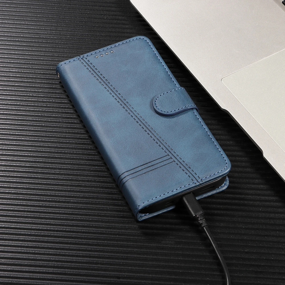 Premium Magnetic Leather Wallet Case with Card Slots - Protective Cover