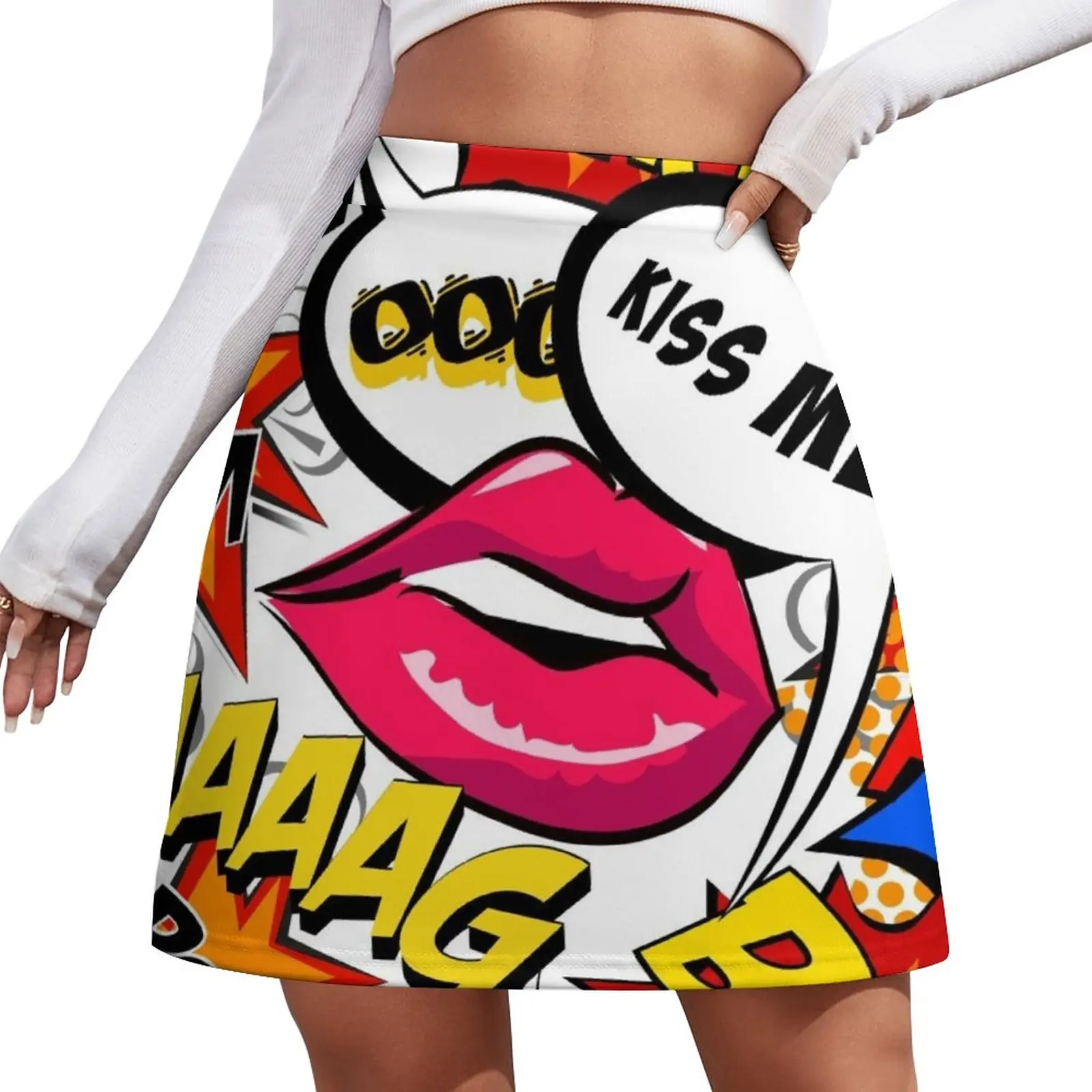 Pop artсomic art with speech bubble. Mini Skirt Women's summer skirt korean ladies summer women s red set with a jacket and pants women pants suits red shawl lapel elegant ladies business pant suits formal office suits