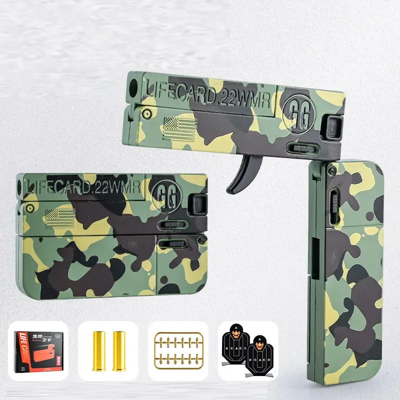 Toy Gun 2.0 Upgraded Lifecard Alloy Folding Gun Toy Soft Bullet Blaster Shooting Model Firing Pistol For Adults Kids Boys Birthday Gifts