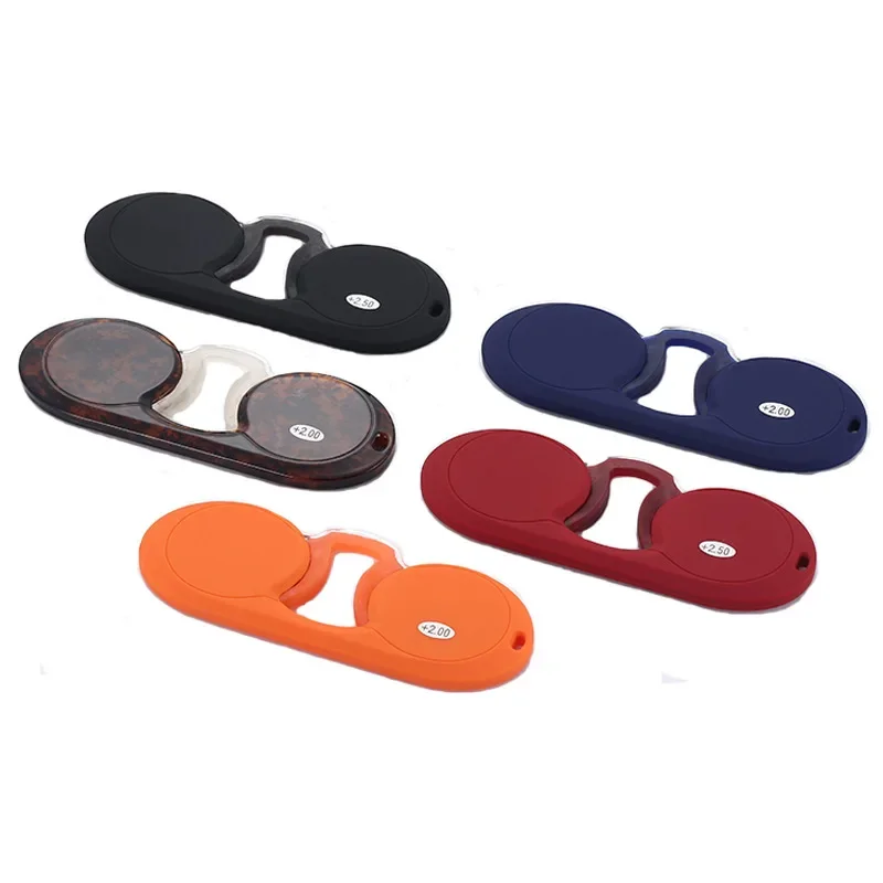 Silicone Nose Clip Pocket Reading Glasses for Men Women Portable TR Round Frameless