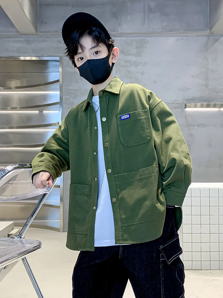 Spring Fall Boys Casual All Match Denim Jacket 4-14 Years Kids