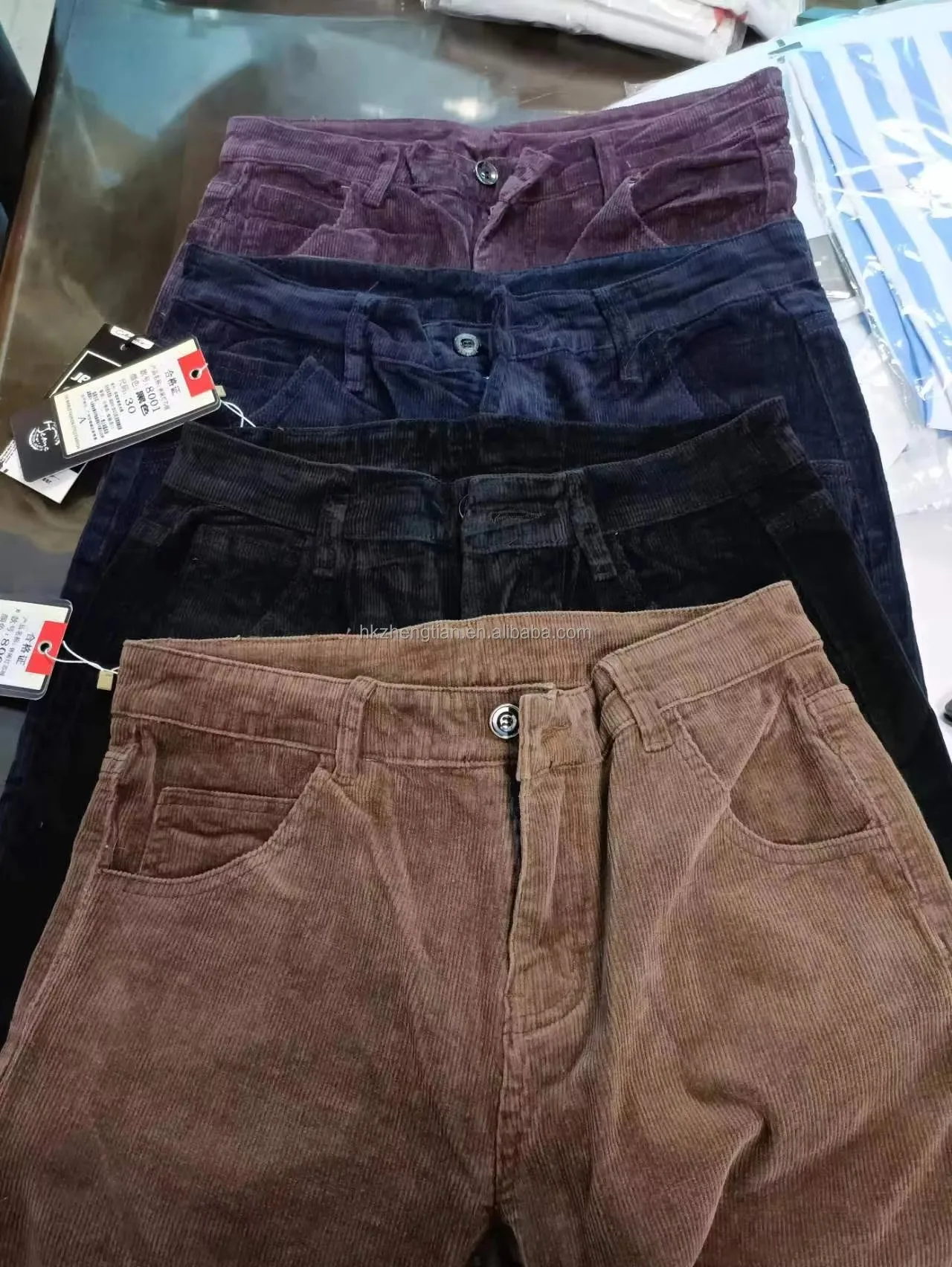 Men's Corduroy Pant Straight Fit Flat-Front Casual Chino Pants Business Fashion Trousers Male Brand Clothes 6