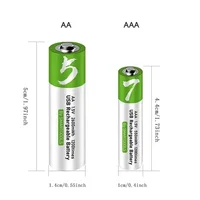 AA 2600mWh & AAA 750mWh 1.5V AA AAA USB Rechargeable Li-ion Batteries Type-C Cable Charging for Mouse Clock Shaver Hermometer 5