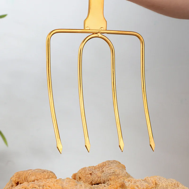 Turkey Poultry Barbecue Fork Fixed Barbecue Fork Creative Gold Stainless Steel Household Large Travel Outdoor Tool