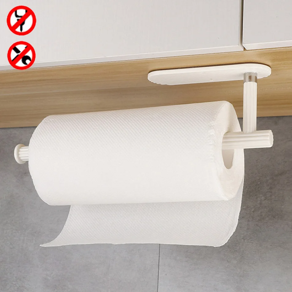 Adhesive Paper Holder ABS for Kitchen Toilet Bathroom Black White Wall Mounted Paper Towel Roll Rack Tissue Storage Holders paper towel holder toilet paper holder toilet paper rack paper towel rack